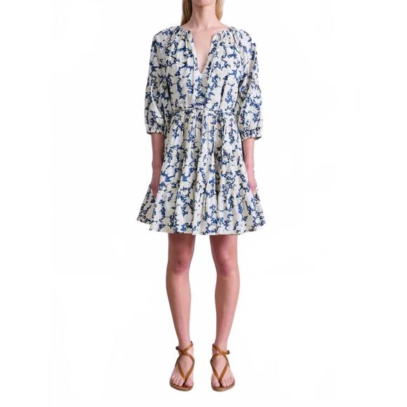 NEW APIECE APART cefalu mini dress in alina floral cream - Picture 1 of 4